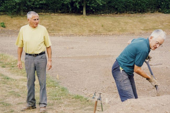6 Untitled-Scanned-13_edited-2.jpg - Denis (former groundsman) and Peter loading and barrowing top soil.